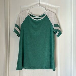 Green and White Women’s Raglan T Shirt - XL